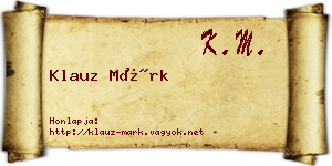 Klauz Márk névjegykártya